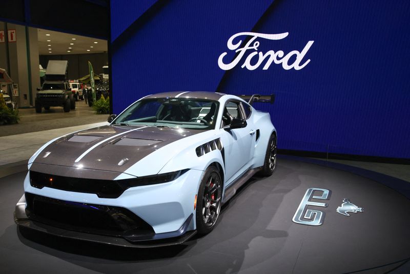 © Reuters. FILE PHOTO: 2025 Ford Mustang GTD is displayed at the Los Angeles Auto Show, in Los Angeles, California, U.S., November 21, 2024. REUTERS/Daniel Cole/File Photo